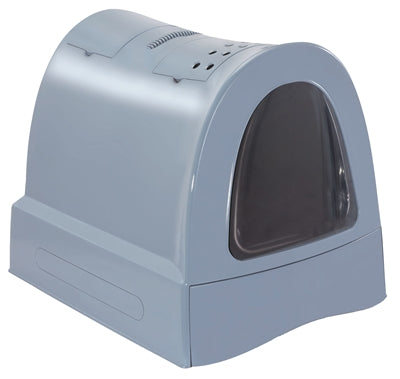 Caixa de areia para gatos Imac Zuma com gaveta deslizante, azul.