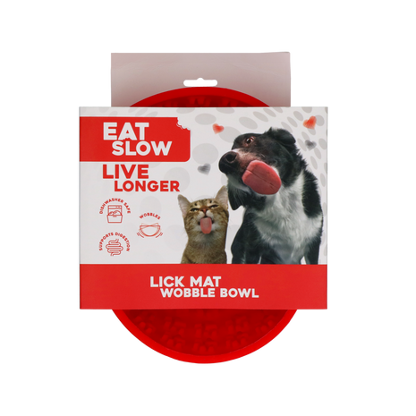Eat Slow Live Longer Lick Mat Wobble Bowl Rood