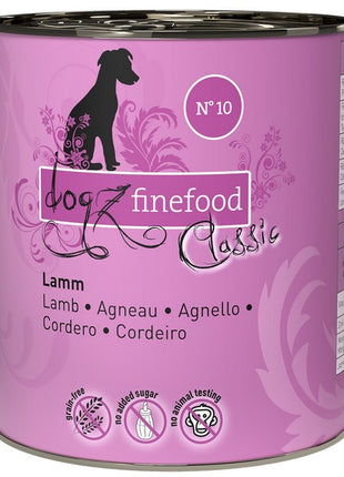 Dogz Finefood Classic N.10 Jagnięcina puszka 800g