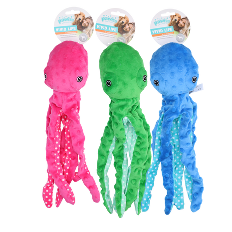Pawise Multicolor Plush Octopus (3 colour assorted)