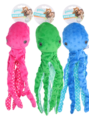 Pawise Multicolor Plush Octopus (3 colour assorted)