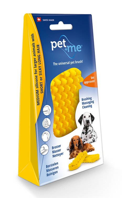 Pet+Me Dog Hair Brush Kort haar Geel