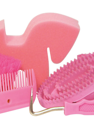 Poetsset van 7 items in Rugtas roze