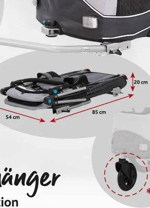 Reboque dobrável para bicicleta Trixie Dog, cinzento – Passeios confortáveis ​​e seguros com o seu cão - 3 tamanhos