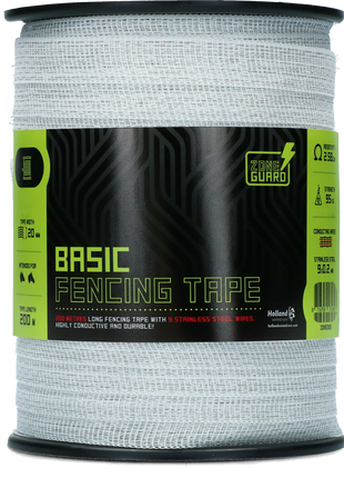 ZoneGuard 20 mm Basic afrasteringslint wit 200 m (9 draden)