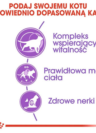 Royal Canin Sterilised 7+ karma sucha dla kotów dorosłych, od 7 do 12 roku życia, sterylizowanych 400g