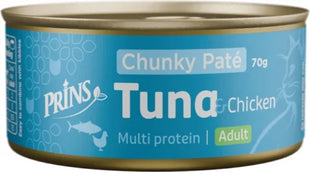 Prins Chunky Paté Atum e Frango – Alimento de Luxo Sem Grão para Gatos com Atum e Frango (24 x 70g)